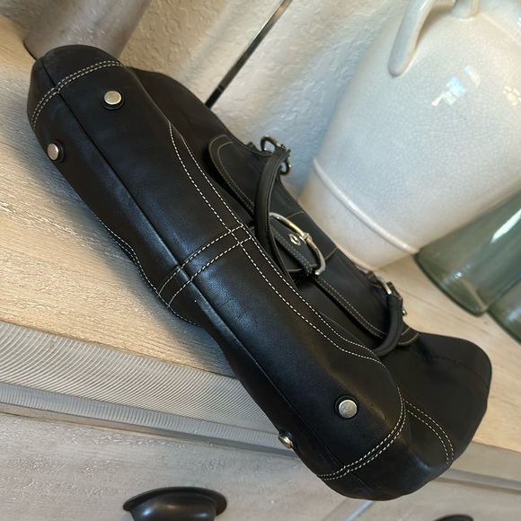 Authentic Coach SOHO Leather whipstitch Tote Style 5770 Black - Picture 7 of 13